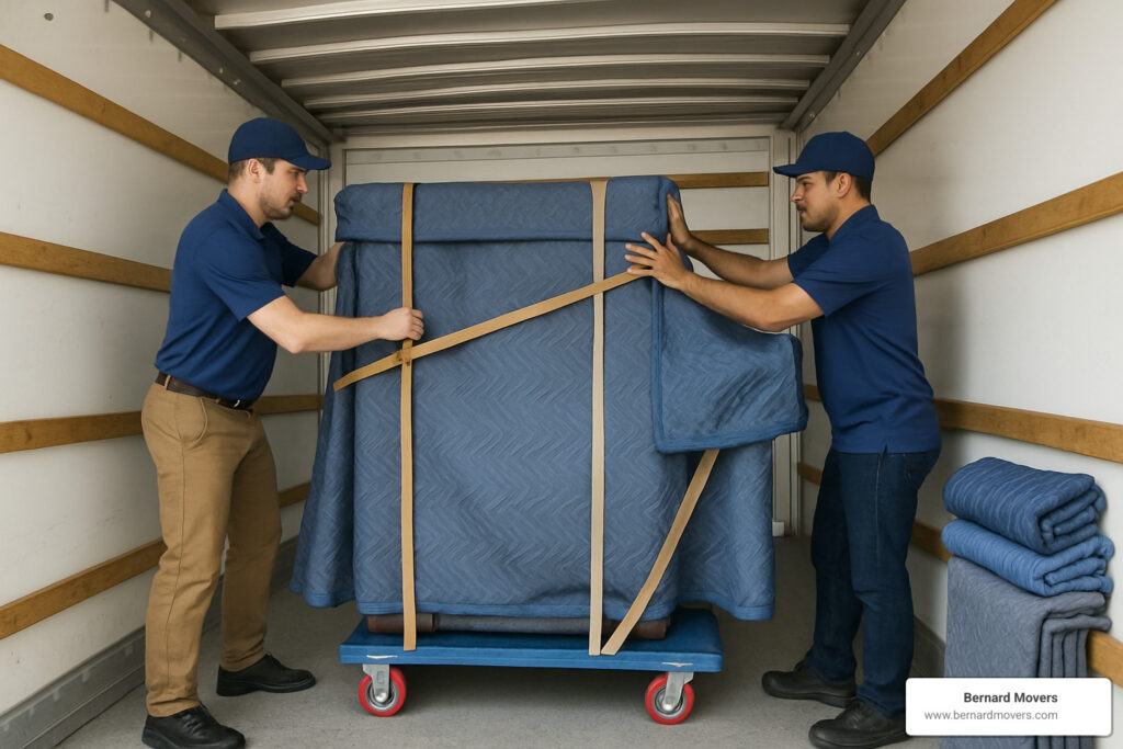 how to secure a piano in a moving truck